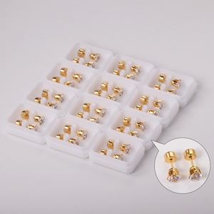 Stainless Steel Bell Shape <b>Earrings</b> With <b>Crystal</b> Prong Setting For Women Party Jewelry <b>Studs</b> Cartilage Piercing <b>Earrings</b> - Product Image 1