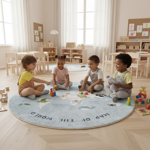 Alfombra de Juego Suave para Bebés, Alfombra de Gateo con Dibujos Animados de Animales, <span class=keywords><strong>Mapa</strong></span> del Mundo, Alfombra de Juego Redonda de <span class=keywords><strong>Cachemira</strong></span> para Niños - Product Image 3