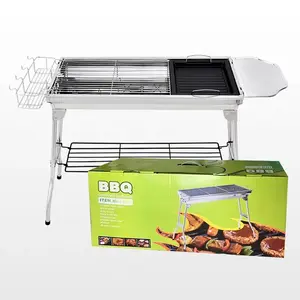 CHRT Outdoor Stainless Steel Charcoal Grill Barbecue Tool Portable Free Installation Handle Folding BBQ Cooking Grid Park