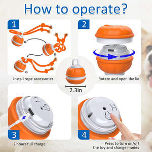 互动狗玩具电动智能滚动弹跳运动激活带绳尾自动狗球 - Product Image 6