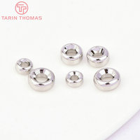 Perles d'espacement rondes en laiton plaqué or 24 carats pour bracelets et colliers, accessoires de fabrication de bijoux DIY de haute qualité, vente en gros