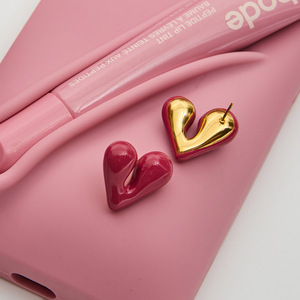 Pendientes de Acero Inoxidable con Baño de Oro de 18K, Diseño Geométrico Moderno y Minimalista, Estilo Lava Irregular, Unisex, Marca QX Ins - Product Image 4