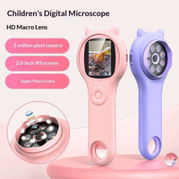 Mini Digital Kids Microscope 500X Magnifier 2MP 2 Inch LCD Screen LED Light Rechargeable Battery Portable STEM Learning Science