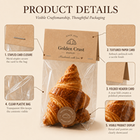 Emballage individuel transparent pour biscuits, pâtisseries, desserts et friandises faites à la main, avec étiquette en papier pliable