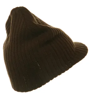 Cheap Beanie Custom Women 100%Acrylic Knit brim Winter hat Visor Beanie Hat