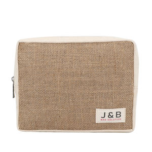 مصنع مخصص القنب الطبيعي الجوت حقيبة مستحضرات التجميل الترويجية الخيش الخيش المنظم زيبر حقيبة هدايا حقيبة مع تصميم الشعار - Product Image 2