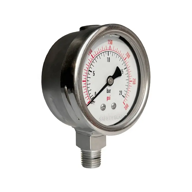 Radiale Richting Vloeibaar Water Gevulde Bourdon Buis 60Mm Manometer Manometer Manometer