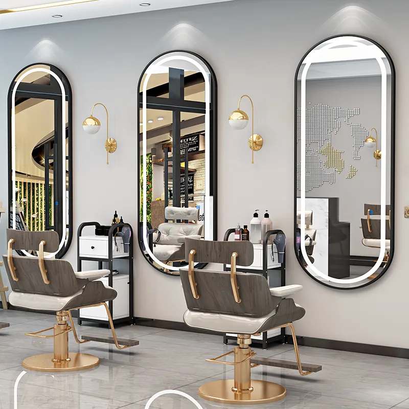 Preço de fábrica Big Size Saloon Espelho Pendurado Parede Comprimento Total Led Salon Smart Barber Shop Espelhos Com Luzes Led Para Venda