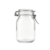 Vente en gros de pots en verre ronds de 350 ml avec couvercle à clip métallique, boîte de conservation hermétique pour le café, pot de conservation alimentaire en verre, impression UV personnalisée
