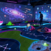 Équipement de terrain de jeux intérieur, projection interactive, murale ciel étoilé, mini LED lumineuse verte + noire 61x381cm, parc d'attractions de golf