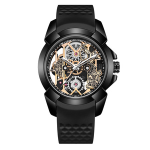 Luxury designer Men's Sports Quartz <b>Mechanical</b> <b>Watches</b> Fashion 43mm Stainless Steel Case Silicone Band Hollow Out <b>Watches</b> men - Product Image 3