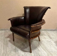 Fauteuil d'appoint vintage en bois personnalisable, dossier incurvé, style rétro mi-siècle, pour salon, hôtel, mobilier de loisirs
