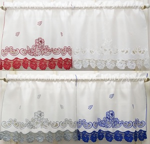 Bindi di lusso europeo elegante bordo del fiore <span class=keywords><strong>tende</strong></span> da cucina <span class=keywords><strong>con</strong></span> ricami di Rose e pizzo - Product Image 5
