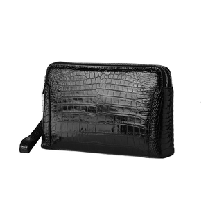Pochette en cuir de crocodile véritable à double fermeture éclair et <span class=keywords><strong>serrure</strong></span> à code, sac de voyage d'affaires pour homme - Product Image 4
