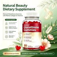 Metrand Glutathione Gummies met Mariene Collageen & Vitaminen, Beauty Voedingssupplement voor Huid Haar Nagels, 60 Hartvormige Gummies