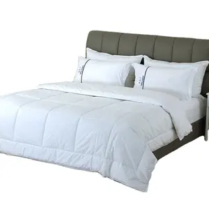 Juego de edredón de microfibra para cama de hotel, blanco de lujo, 233T, 360gsm, tamaño king