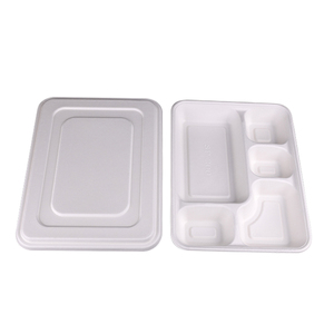 <span class=keywords><strong>Plateau</strong></span> alimentaire blanc à 5/6 compartiments, jetable, pour l'école, l'hôpital et la cafétéria, pour l'emballage des repas - Product Image 2