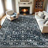 Grand tapis bohème vintage noir à poils ras, adapté aux animaux domestiques, lavable, antidérapant, pour zones à fort trafic, salle à manger, chambre d'enfant, bureau, décoration intérieure