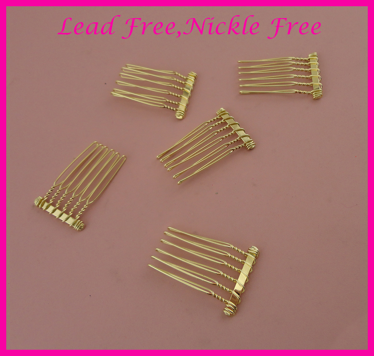6teeth Golden Metal Twisted Combs Wire Hair Clips Comb Wire Twist Bridal Wedding Veil Combs