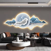 Art mural Art paysager Décoration de la maison Lumière LED avec fond de canapé Peinture suspendue Peintures en porcelaine cristal