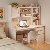 Table d'étude Bureau d'étudiant simple avec étagère intégrée Bureau d'étude d'ordinateur de chambre à coucher et bibliothèque