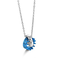 Collier pour couple en acier inoxydable avec pendentif couronne incrustée de diamants, double anneau et double cercle, style amoureux