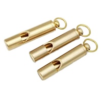 Sifflet porte-clés en laiton pur cuivre, finition brossée, lavable, pour survie, camping et entraînement en extérieur