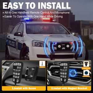 Kit <span class=keywords><strong>de</strong></span> sistema PA <span class=keywords><strong>de</strong></span> emergencia <span class=keywords><strong>de</strong></span> 400W con sirena <span class=keywords><strong>de</strong></span> hierro extra delgada y micrófono <span class=keywords><strong>de</strong></span> mano multitonos para ambulancia altavoz bocina Coche - Product Image 2