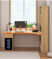 Bureau d'ordinateur moderne en forme de L avec étagère intégrée |   Poste de travail d'angle avec tiroirs et rangement pour unité centrale