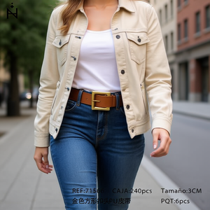 Ceinture en PU de 3 cm de la marque Z avec boucle carrée dorée, style décontracté pour femmes et hommes, accessoire de mode - Product Image 3