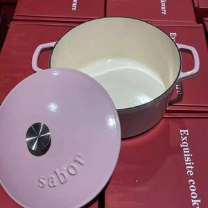 Olla de Hierro Fundido Esmaltada Rosa de 25 cm - Diseño Europeo - Para Gas e Inducción - Multiusos para Estofar, Freír y Saltear - Product Image 2