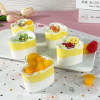 Hartvormige kleine doorzichtige plastic bekertjes, mini dessertbekertjes voor hapjes, puddings, mousse en fruit