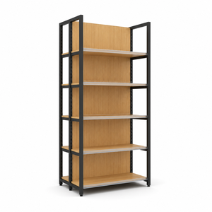 Scaffalatura Gondola Bifacciale in Metallo Resistente, Espositore per Negozi <span class=keywords><strong>con</strong></span> Telaio Nero, 5 Ripiani Regolabili per Supermercati - Product Image 1