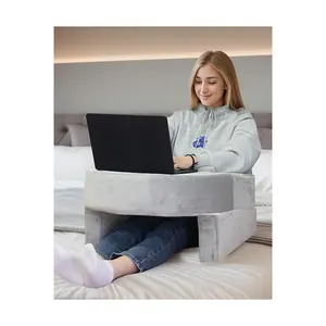 وسادة الكمبيوتر المحمول كبيرة باللون الرمادي مناسبة لتشغيل الألعاب وسادة كبيرة لتراحة الذراع وسادة للقراءة للكبار