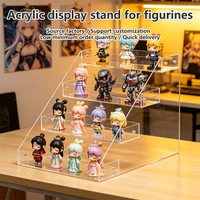 Expositor Acrílico Transparente Personalizado al por Mayor de Fábrica, Expositor Acrílico Pequeño de 3 Niveles para Figuras
