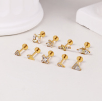 Promotion Bijoux Titane G23 F136 Labret à dos plat, Clou d'oreille Tragus, Anneaux de lèvre, Piercing Hélix et Cartilage, avec Zircon et Filetage interne