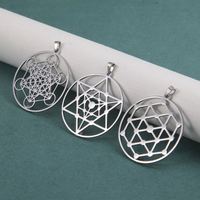Pendentif Cube de Metatron Myshape pour collier, breloques en acier inoxydable pour la fabrication de bijoux, arbre de vie géométrique sacré kabbalistique