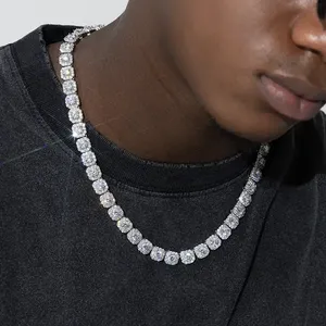 Gioielli raffinati da <span class=keywords><strong>uomo</strong></span> 6mm Design semplice VVS Moissanite diamante personalizzato <span class=keywords><strong>argento</strong></span> Tennis Hip Hop Tennis collana bracciale a catena - Product Image 2