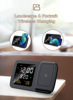 Snelle Draadloze Oplader Wekker Desktop Telefoon Oplader Digitale Wekker Draadloze Oplader Met Temperatuur Vochtigheid Week Dag