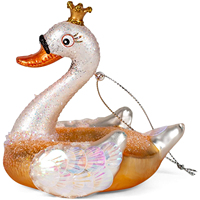 Offre Spéciale Mini verre décoratif cygne natation cercle peint ornement pour arbre de noël ornement écologique