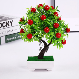 Bonsaïs artificiels Paulon, mini plantes en pot, décorations d'intérieur en plastique, oranges, pêches, poivrons, grenades, aubépines - Product Image 5