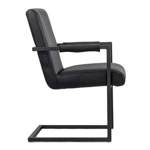 Muestra gratis Muebles modernos Silla de visita con respaldo alto Silla de oficina de cuero industrial en forma de Z negra de lujo - Product Image 3