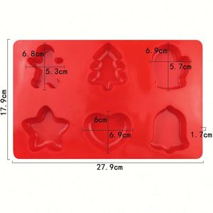 Moule à gâteau en silicone écologique DIY réutilisable 6 cavités en forme d'arbre de Noël et d'étoile pour la maison OEM/ODM - Product Image 2