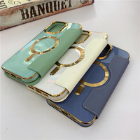 Étui de téléphone antichoc transparent de qualité d'origine en cuir magnétique sans fil pour iPhone 16 15 14 13 Pro Max