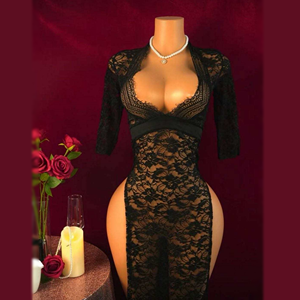 Viviblook Z0126DS01 Lingerie sexy pour femme, robe nuisette en dentelle à bretelles et décolleté plongeant en V - Product Image 1