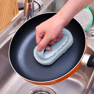 Kitchen <b>Sponge</b> Scrubber With <b>Handle</b> Thickened Design For Pots And Pans Cleaning Blue Green Pink - Product Image 3