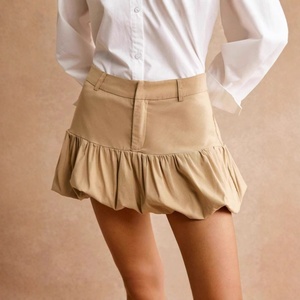 Vivibloook Z408SK02 falda informal elegante de cintura alta para mujer para otoño minifalda de burbuja teñida Lisa transpirable - Product Image 5