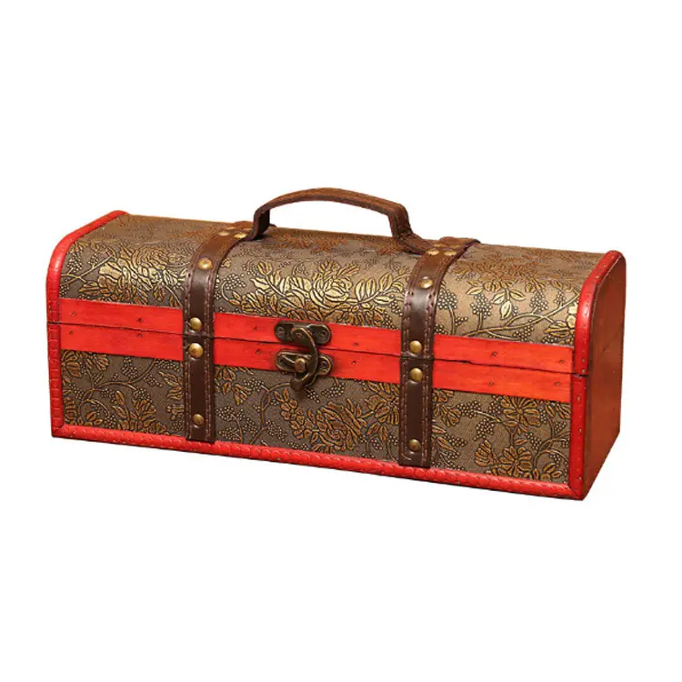 Personalizza la scatola di imballaggio per gioielli in scatola di legno in stile retrò confezione regalo singola per vino rosso