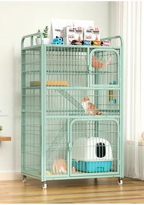 Grande cage à <span class=keywords><strong>chat</strong></span> mobile et écologique avec revêtement poudré, étagère de rangement domestique en tube carré, fermeture à bouton, motif uni, type villa - Product Image 5