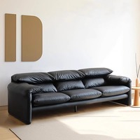 Canapé 3 places de style vintage au design italien de luxe en cuir véritable moderne avec coussins doux pour salon meubles de luxe